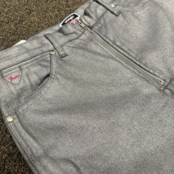 Wrangler x Fender Silver Metallic Wanderer Flare Jeans NWT 29 Rockstar Core - Picture 6 of 13